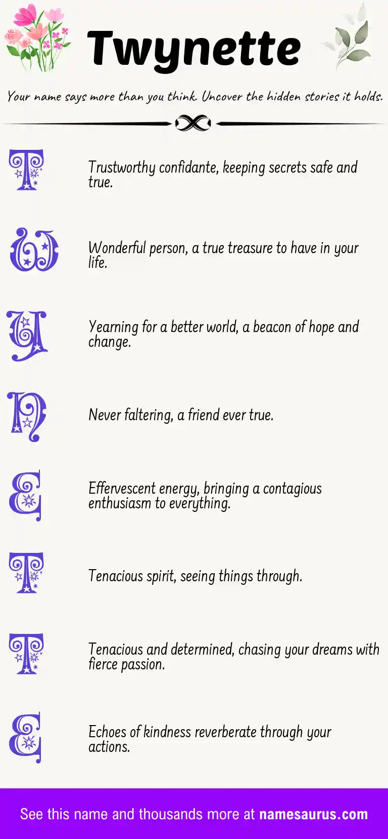Acrostic poem about Twynette.