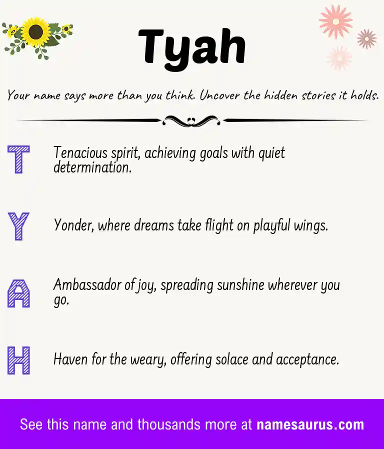 Acrostic poem about Tyah.