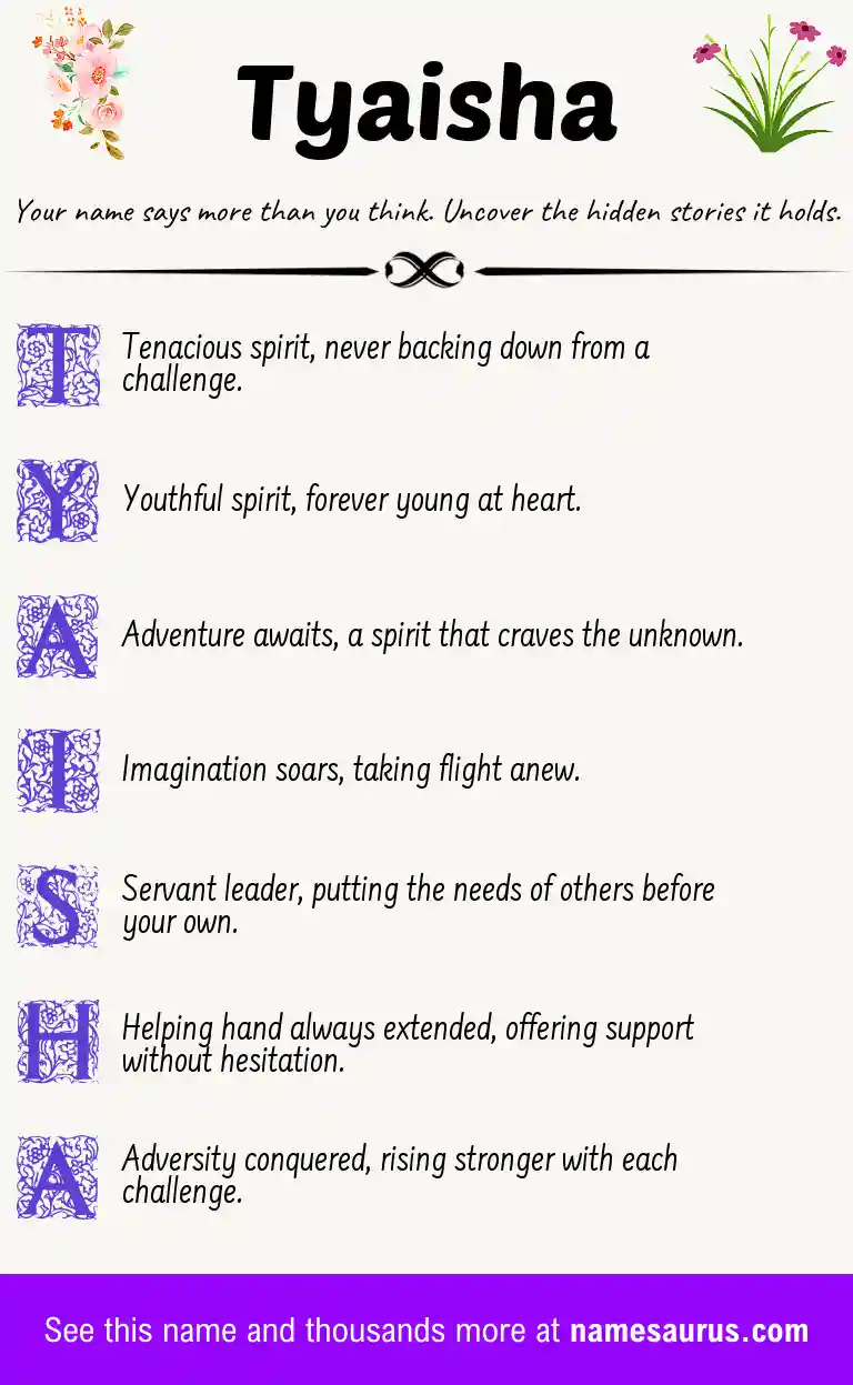 Acrostic poem about Tyaisha.