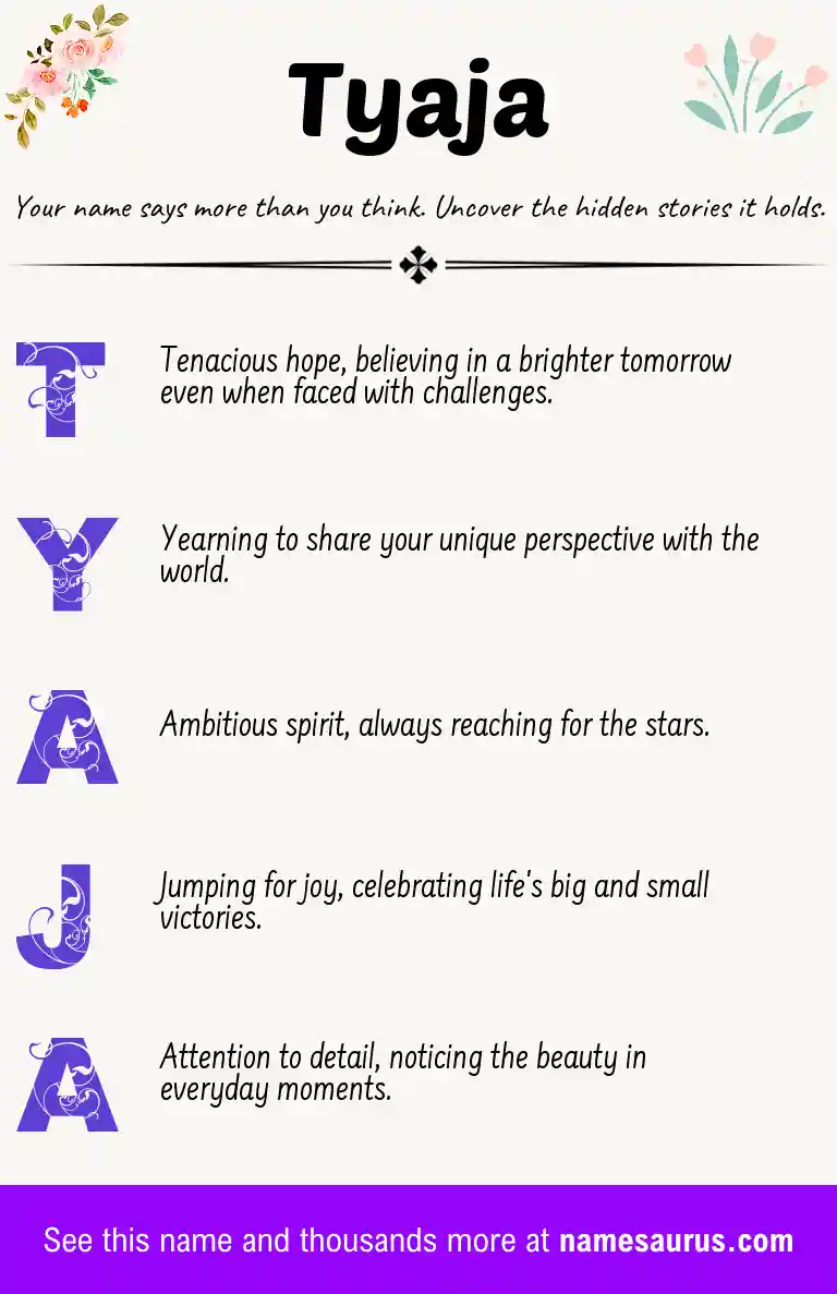 Acrostic poem about Tyaja.