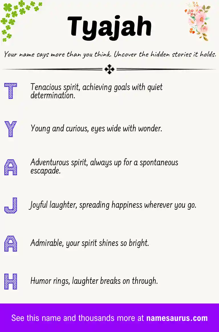 Acrostic poem about Tyajah.