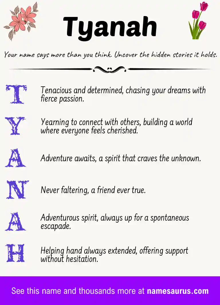 Acrostic poem about Tyanah.