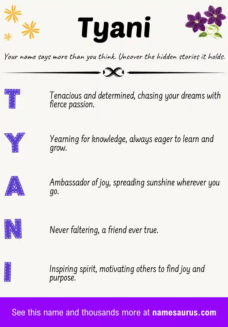 Acrostic poem about Tyani.