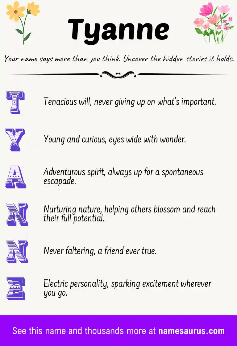 Acrostic poem about Tyanne.