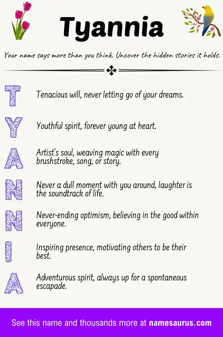 Acrostic poem about Tyannia.