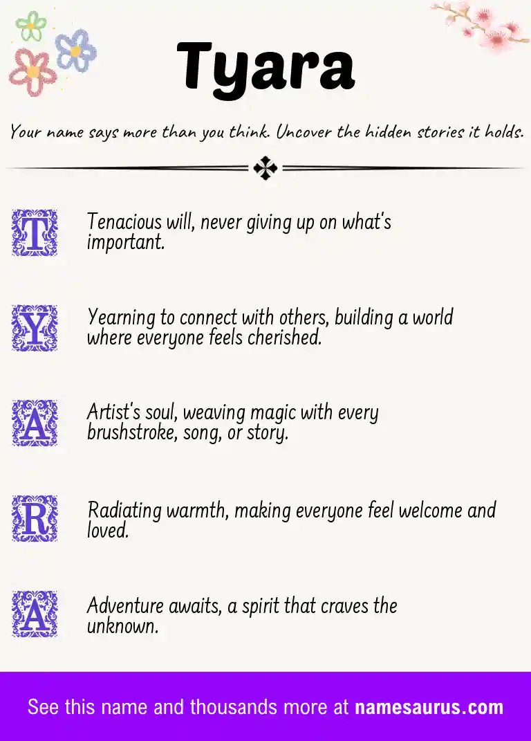 Acrostic poem about Tyara.