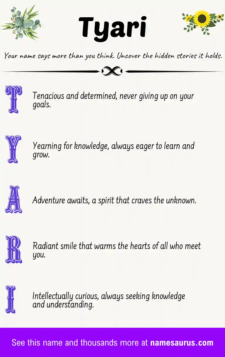 Acrostic poem about Tyari.