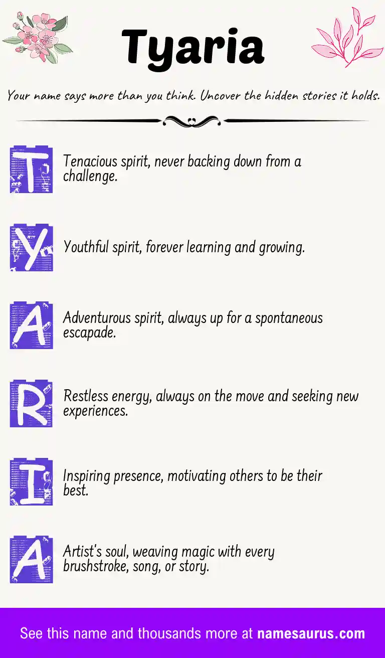 Acrostic poem about Tyaria.