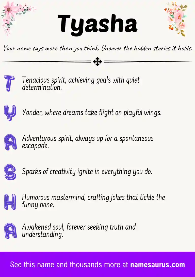 Acrostic poem about Tyasha.