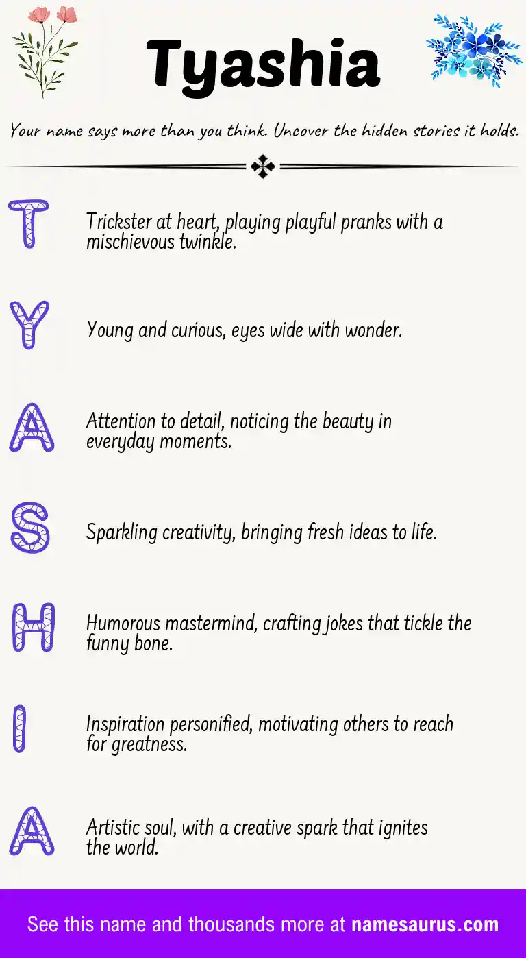 Acrostic poem about Tyashia.