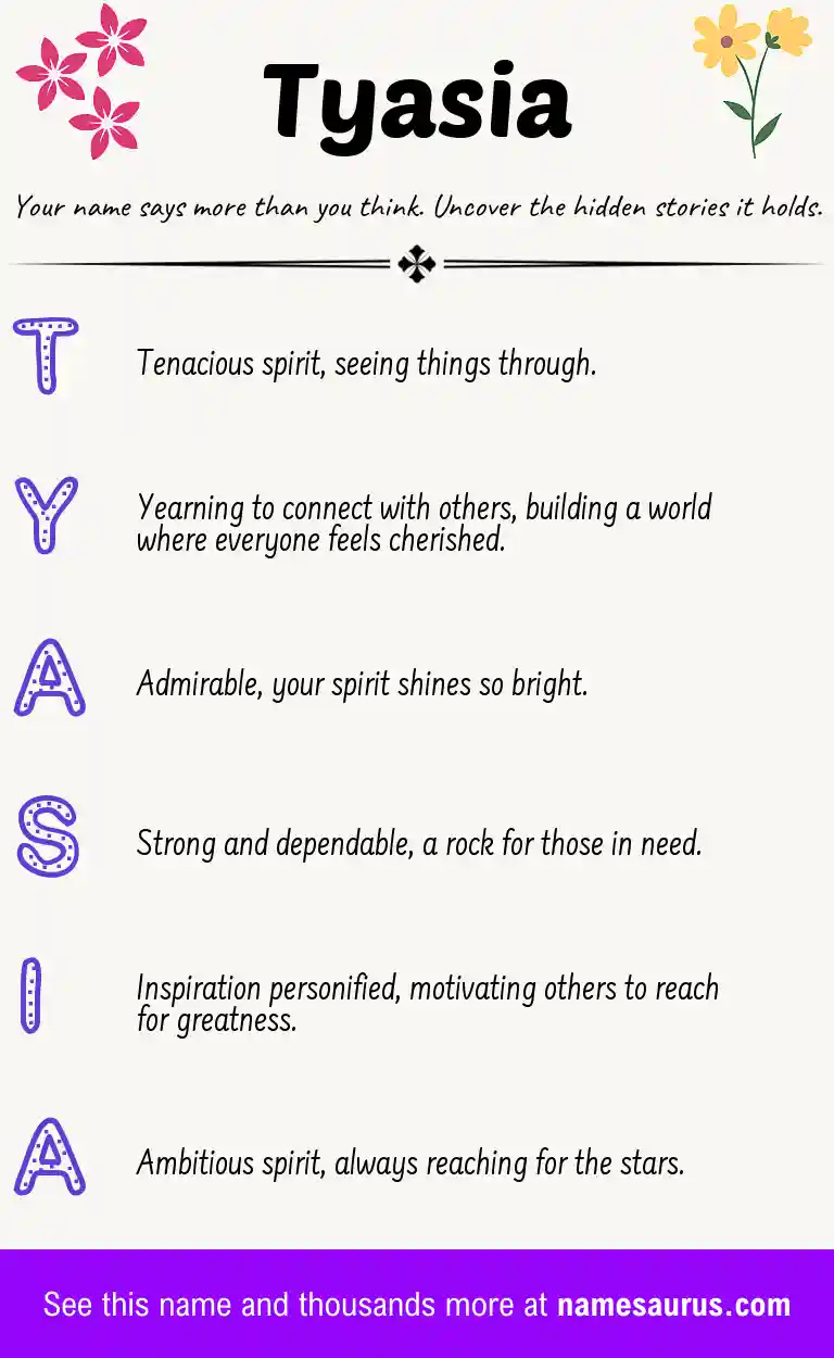 Acrostic poem about Tyasia.