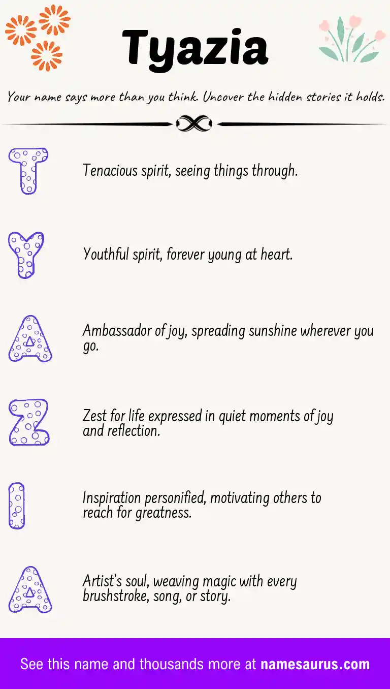 Acrostic poem about Tyazia.