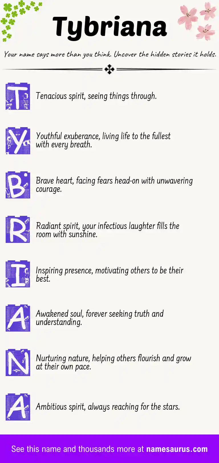 Acrostic poem about Tybriana.