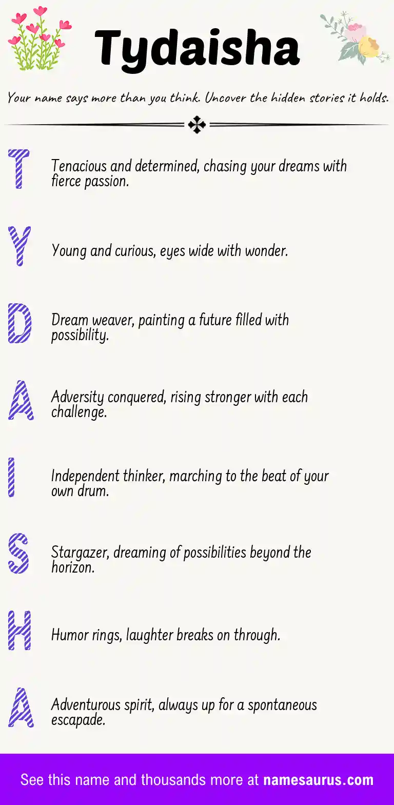 Acrostic poem about Tydaisha.