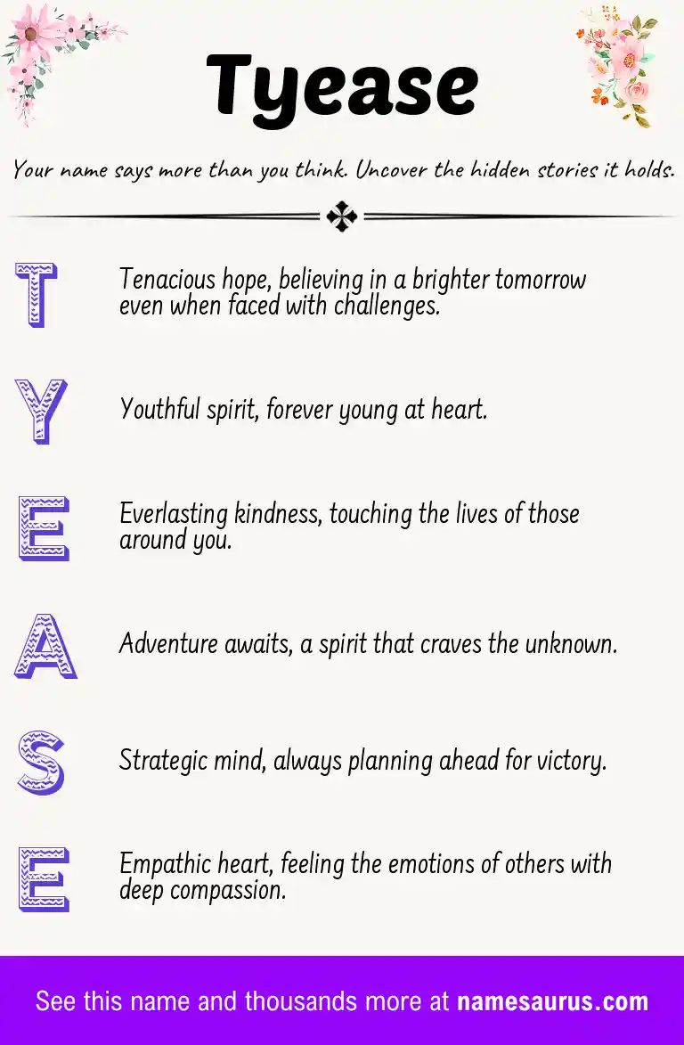 Acrostic poem about Tyease.