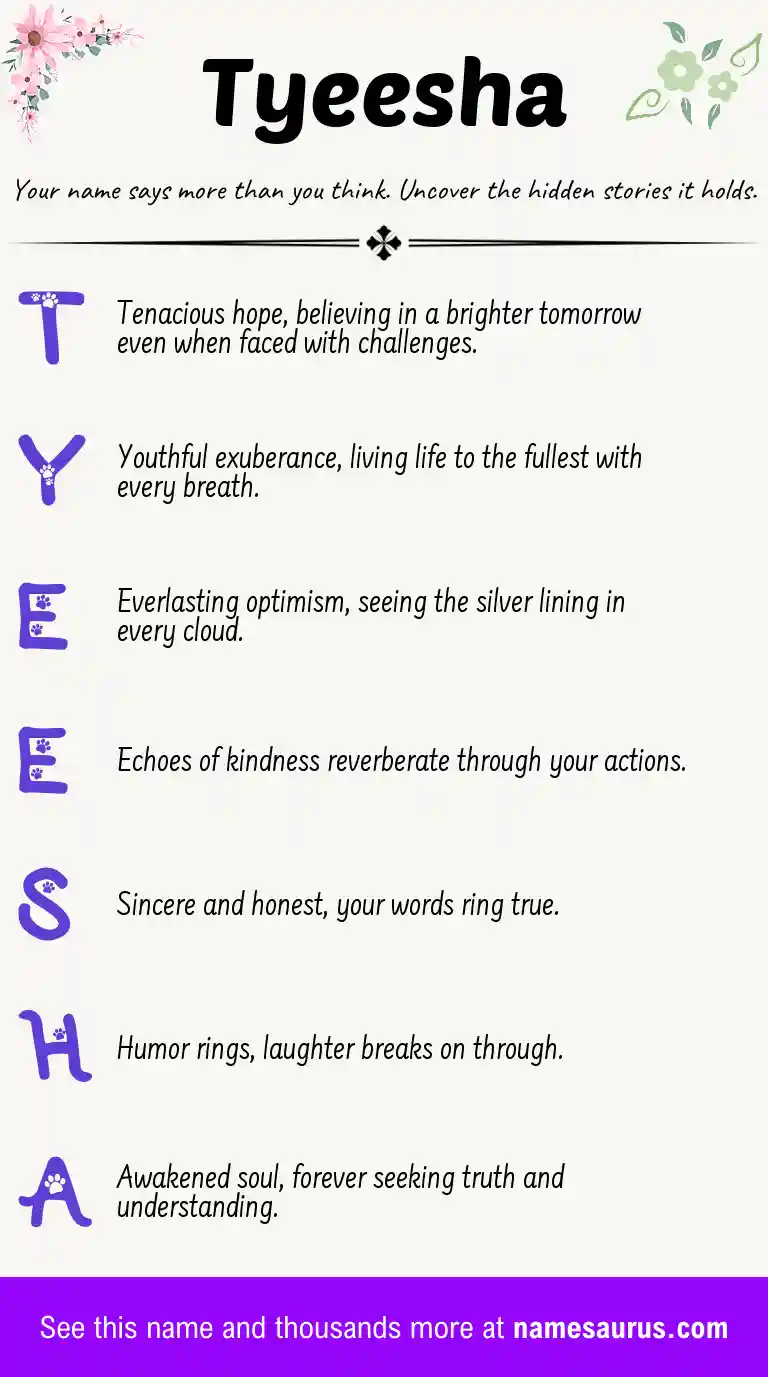Acrostic poem about Tyeesha.
