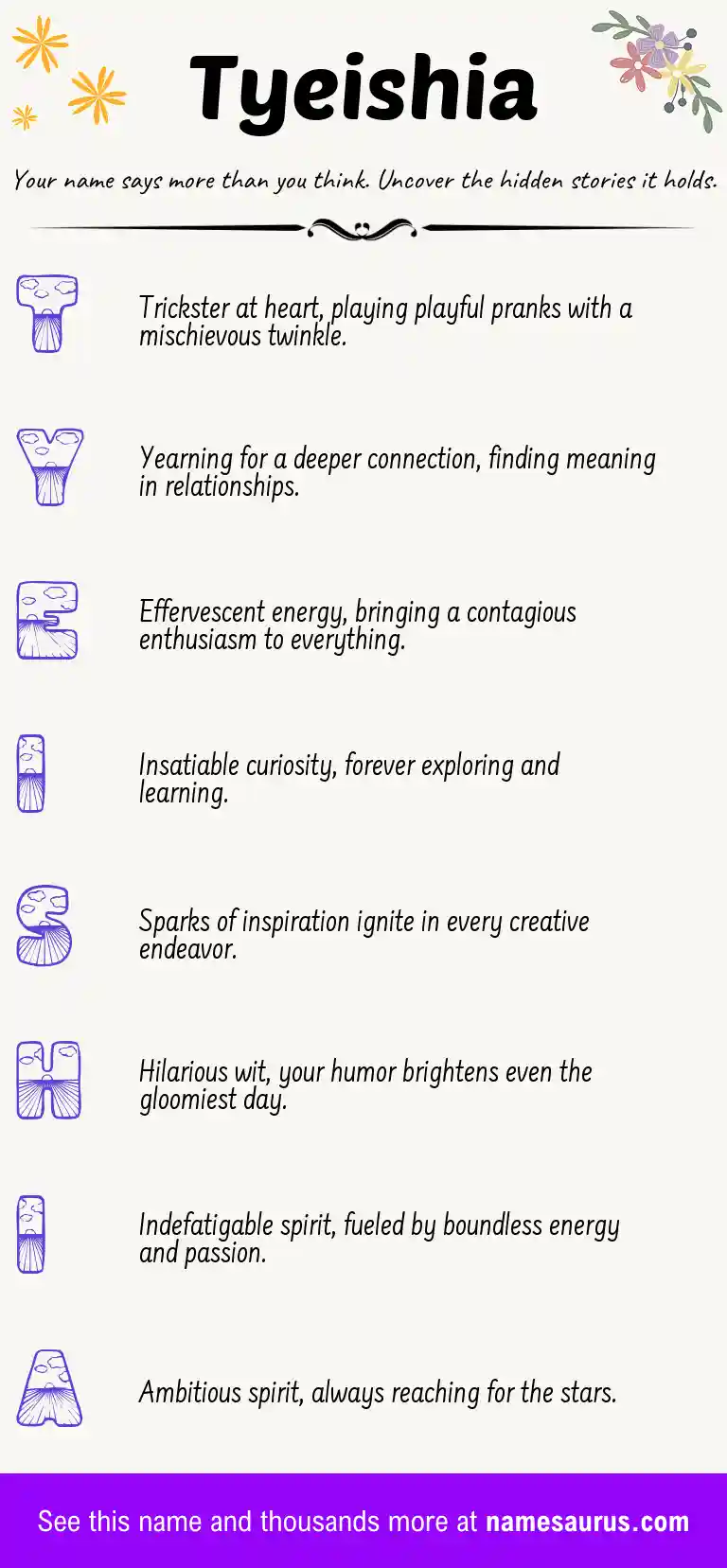 Acrostic poem about Tyeishia.