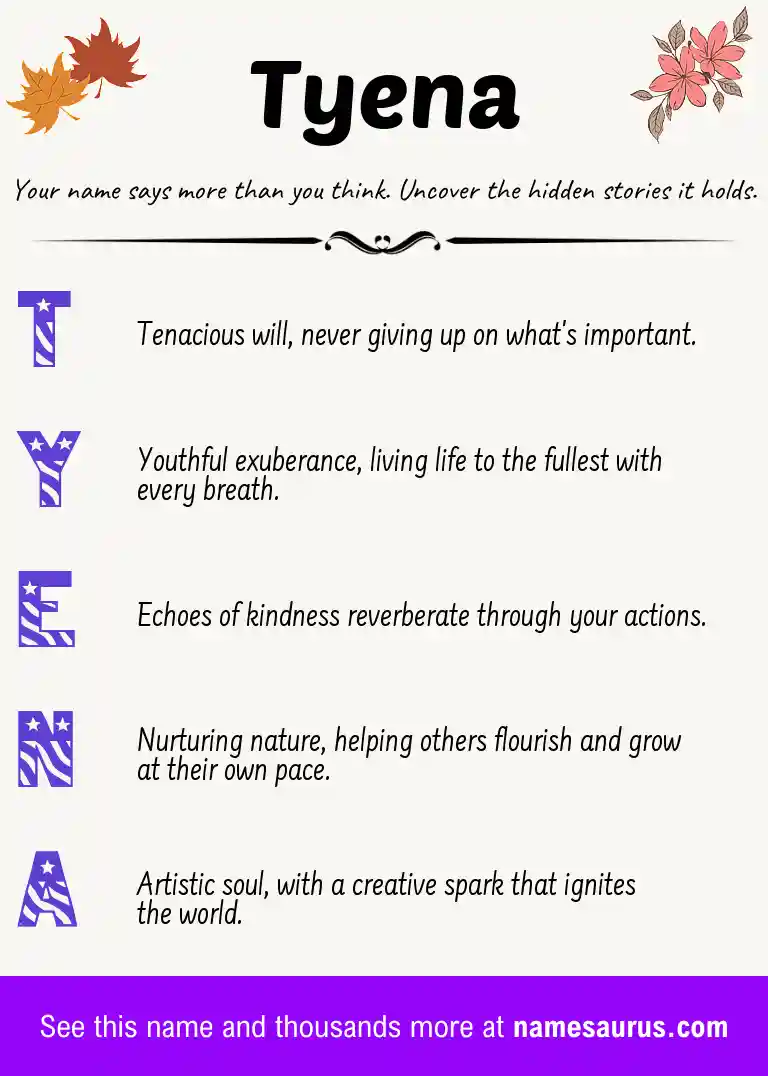 Acrostic poem about Tyena.