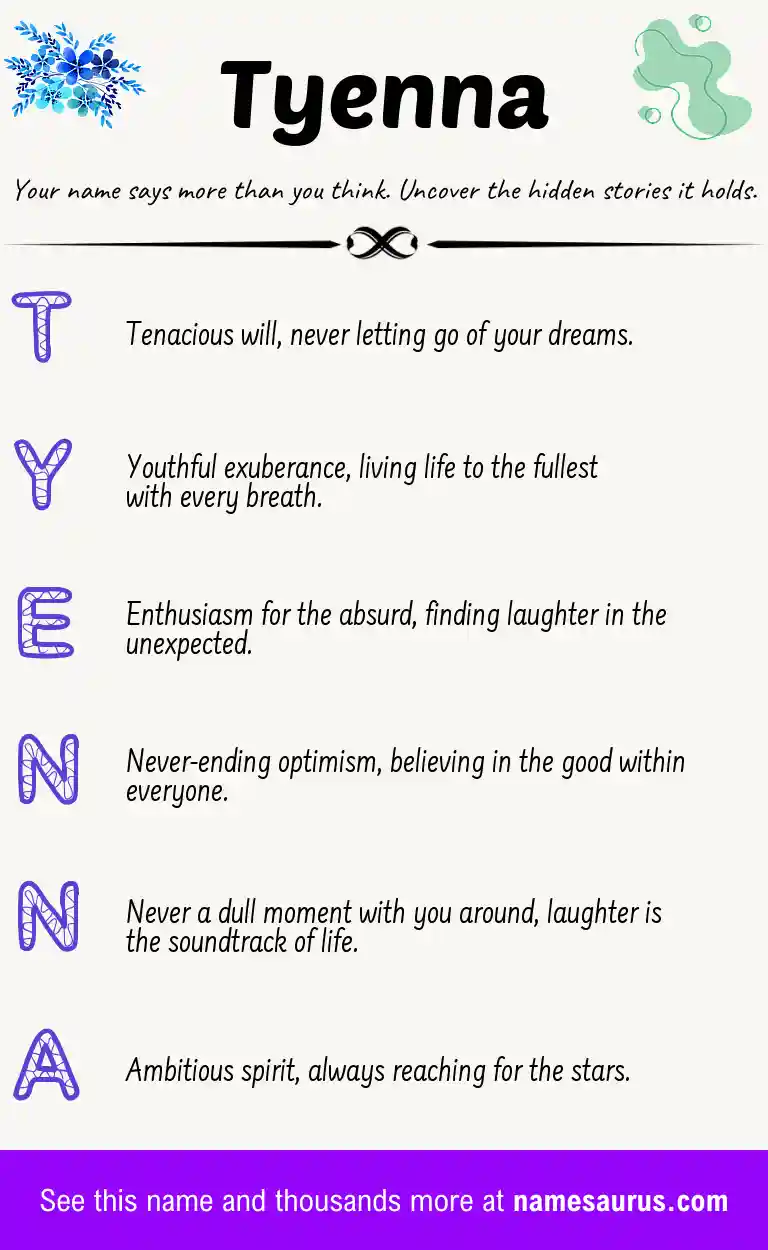 Acrostic poem about Tyenna.