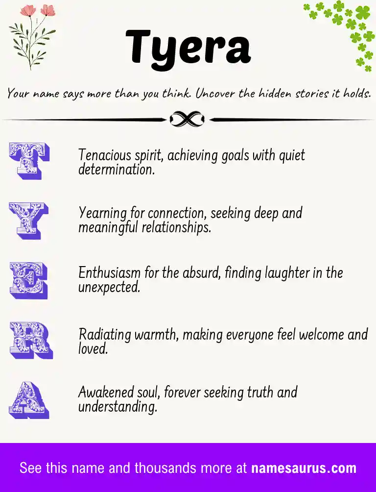Acrostic poem about Tyera.