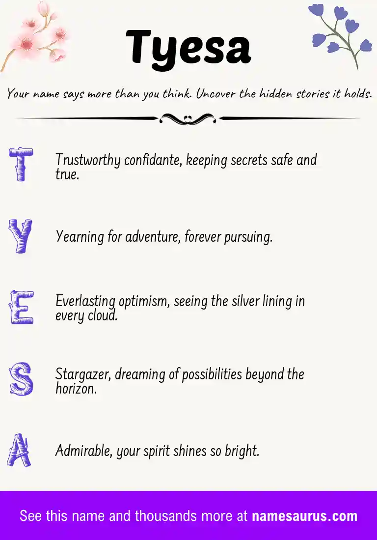 Acrostic poem about Tyesa.