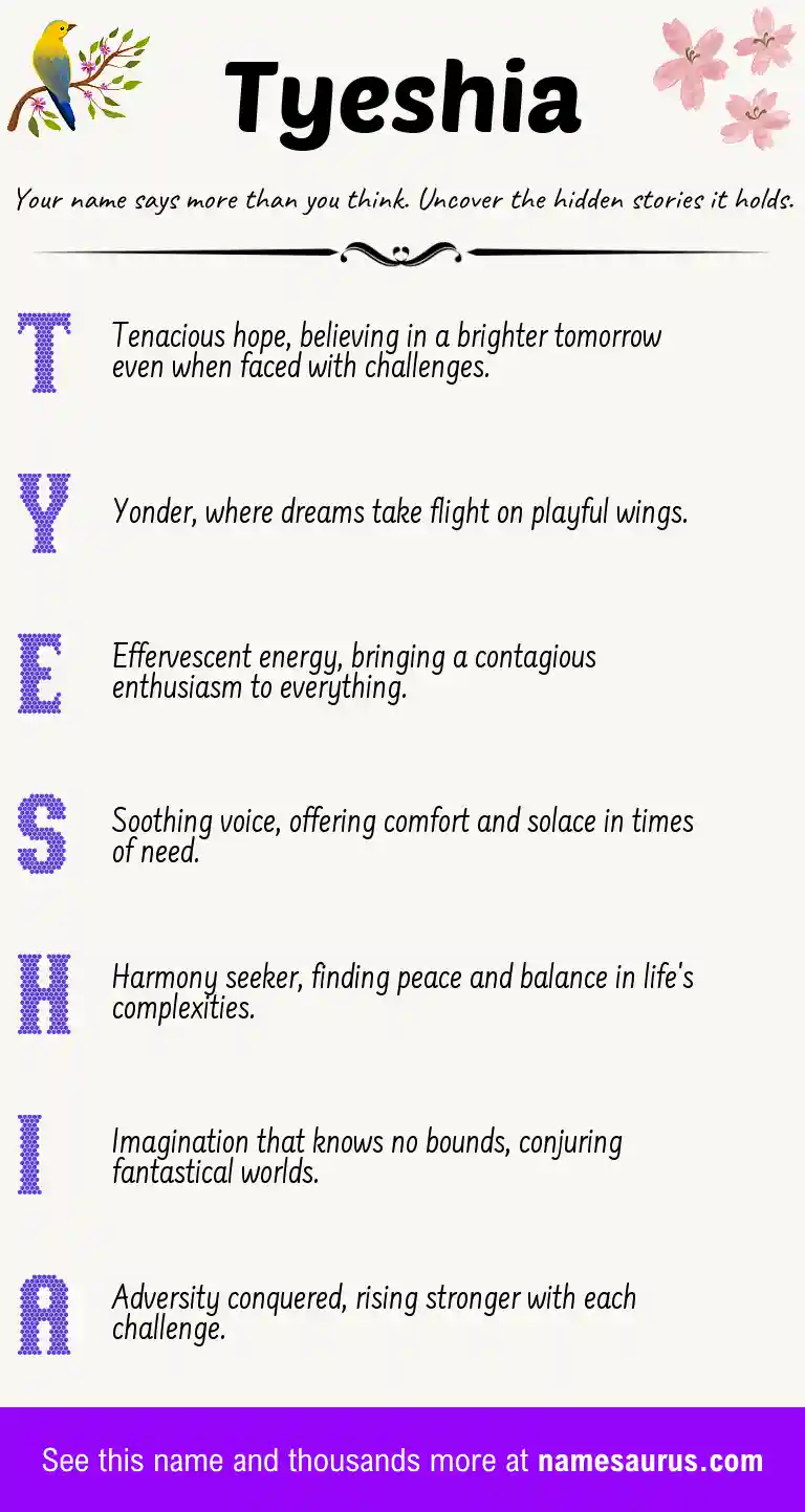 Acrostic poem about Tyeshia.