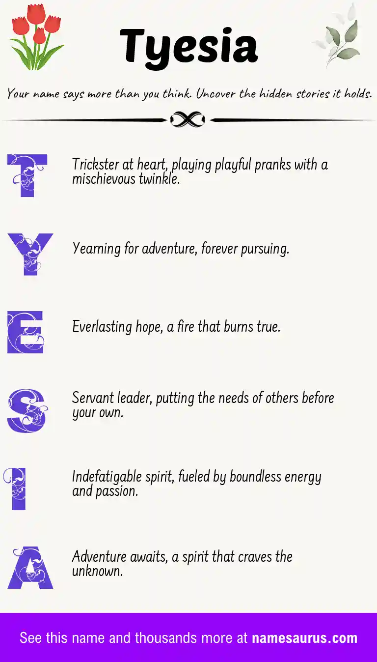 Acrostic poem about Tyesia.
