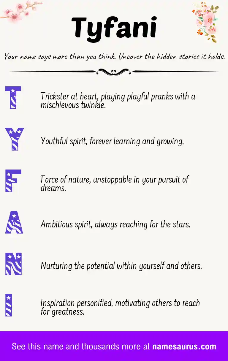 Acrostic poem about Tyfani.