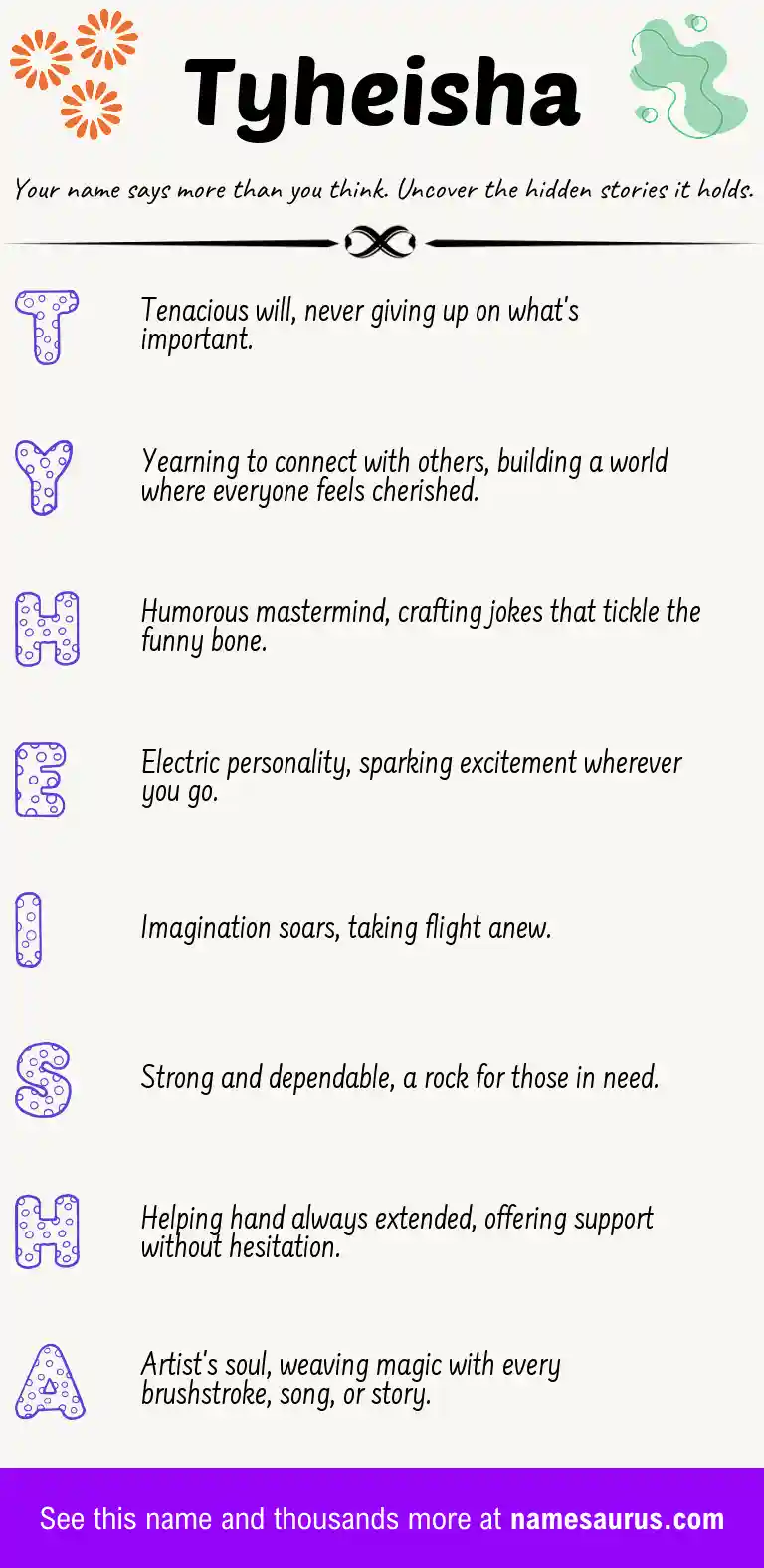 Acrostic poem about Tyheisha.