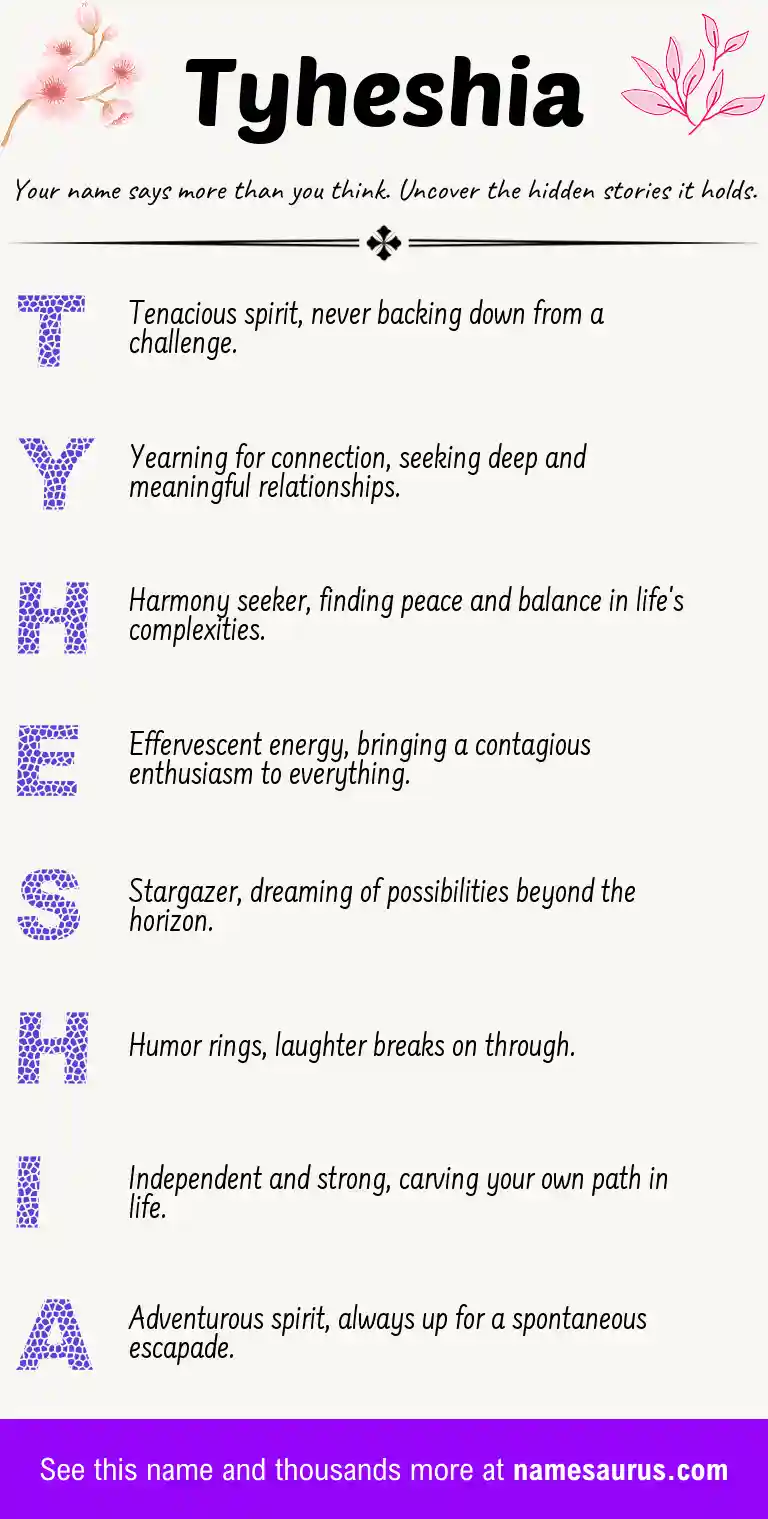 Acrostic poem about Tyheshia.