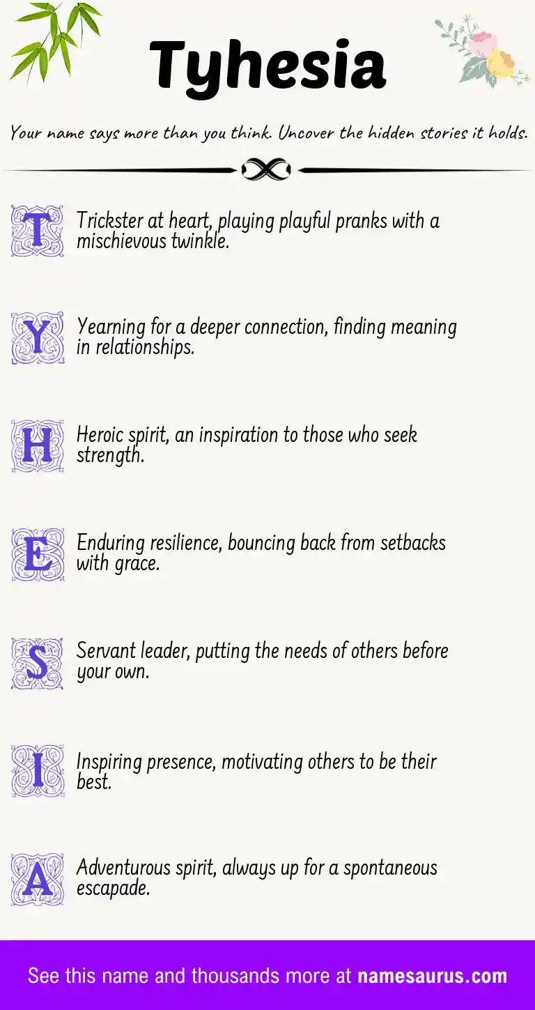 Acrostic poem about Tyhesia.