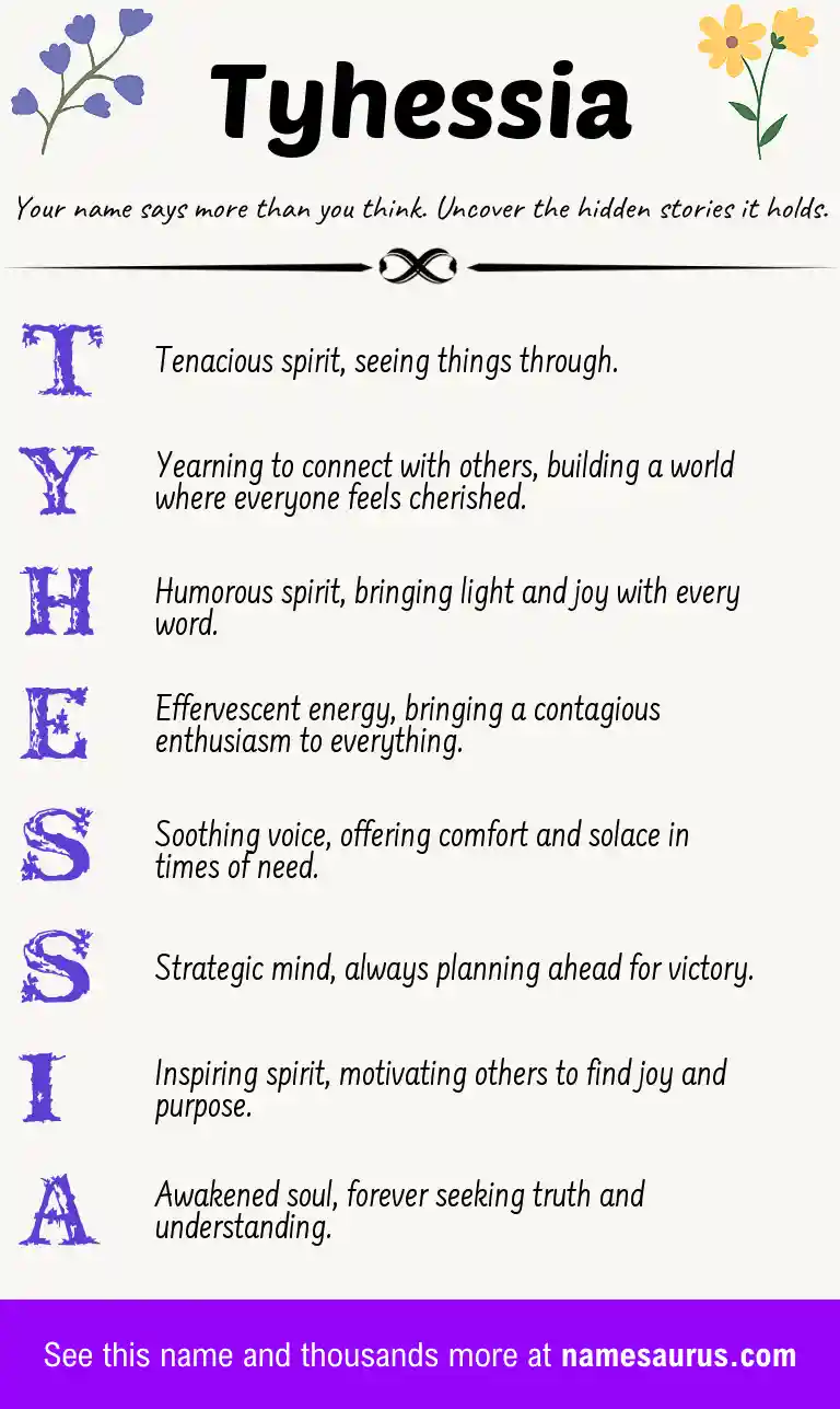 Acrostic poem about Tyhessia.