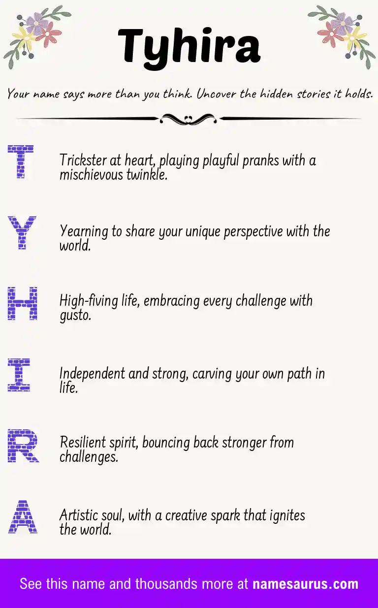 Acrostic poem about Tyhira.