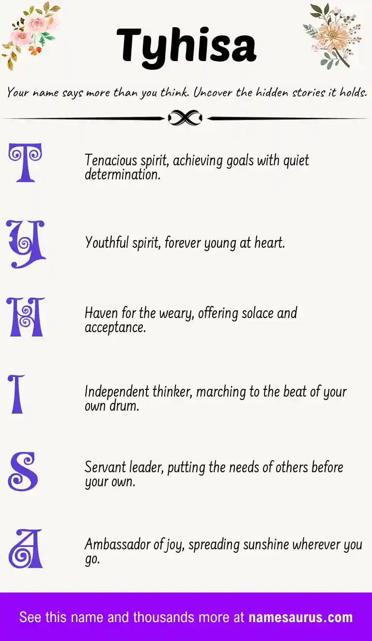 Acrostic poem about Tyhisa.