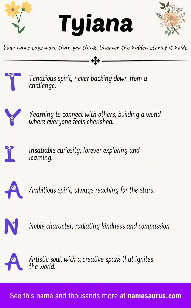 Acrostic poem about Tyiana.