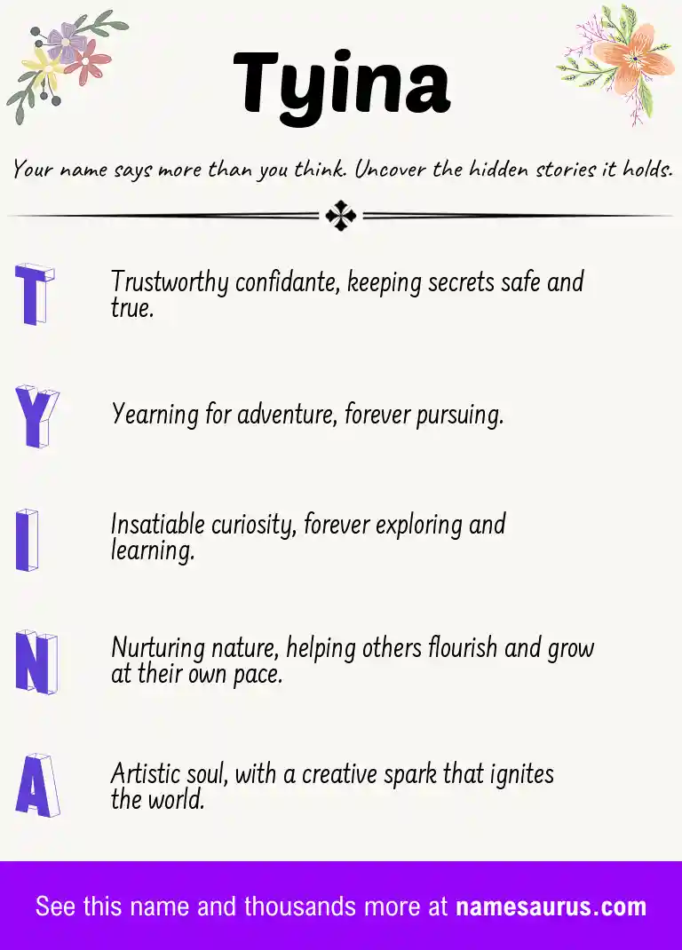 Acrostic poem about Tyina.