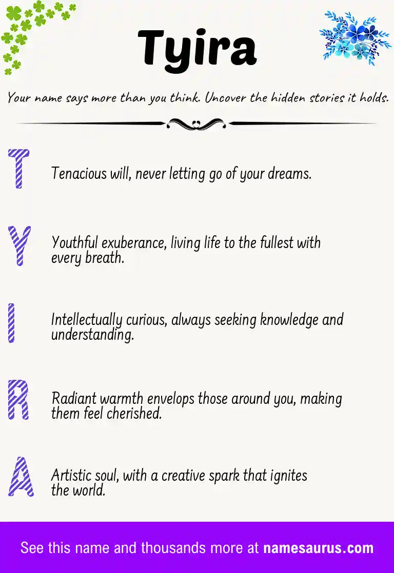 Acrostic poem about Tyira.