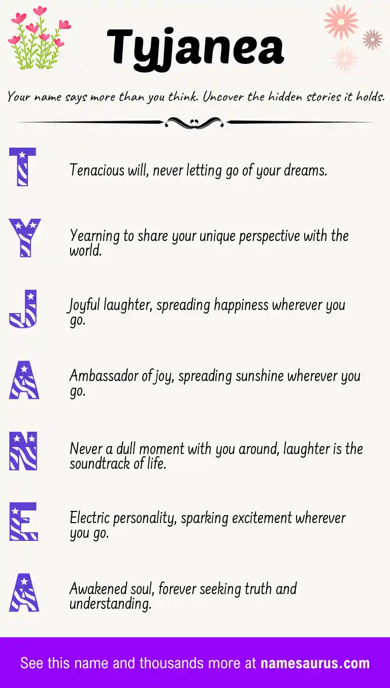 Acrostic poem about Tyjanea.