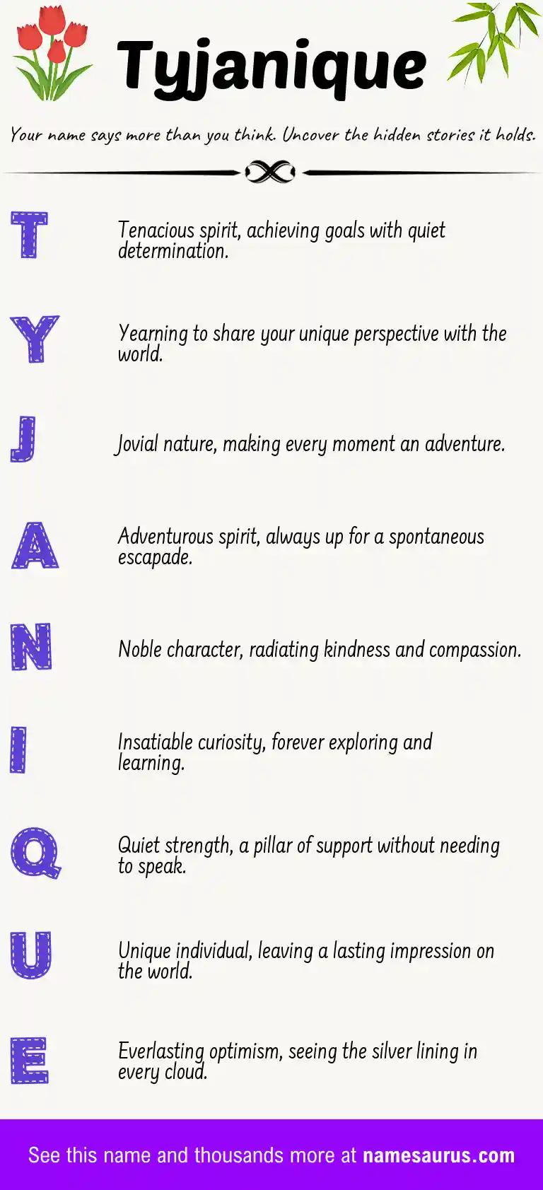 Acrostic poem about Tyjanique.