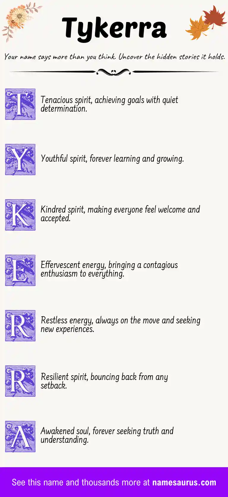 Acrostic poem about Tykerra.