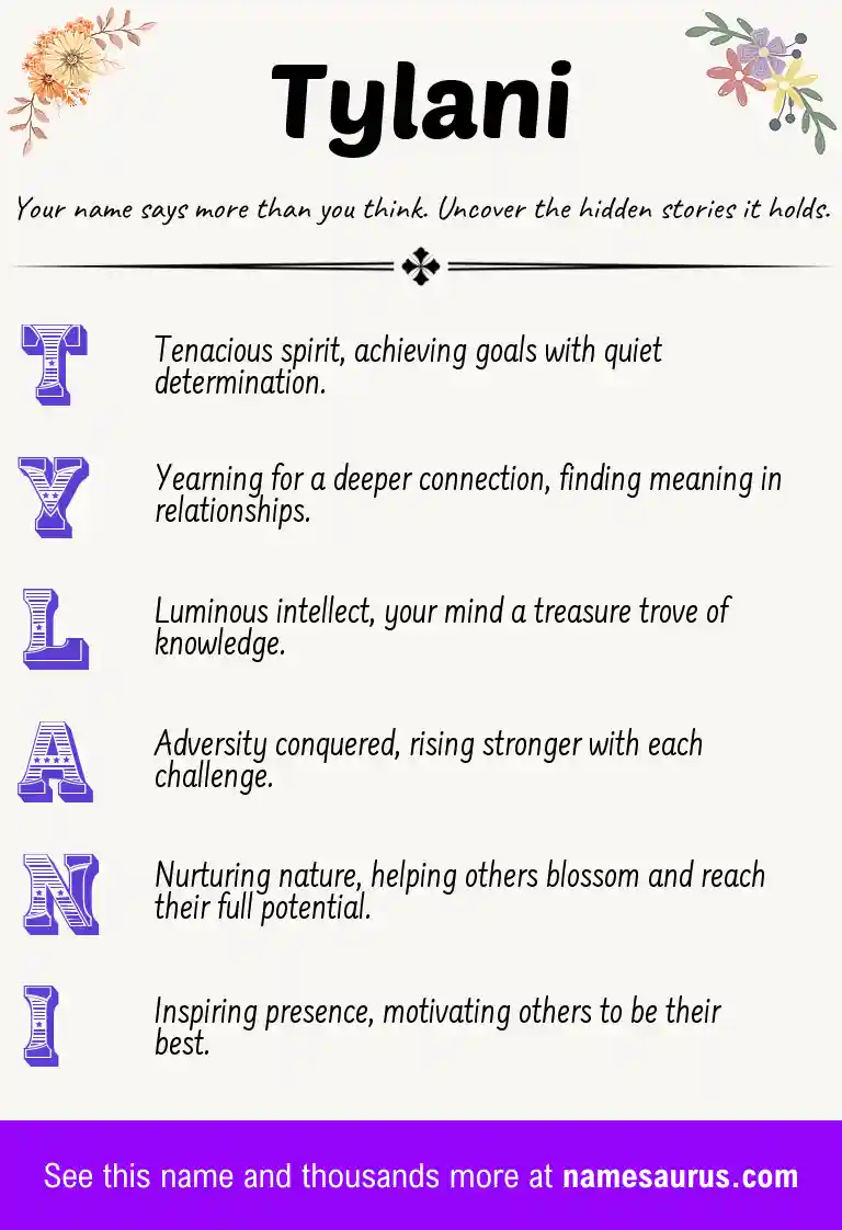 Acrostic poem about Tylani.