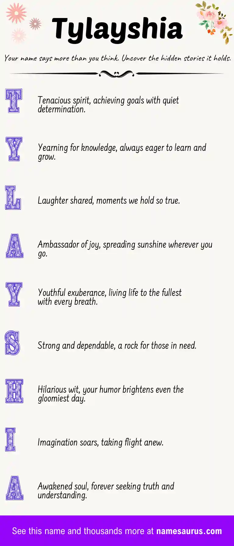 Acrostic poem about Tylayshia.
