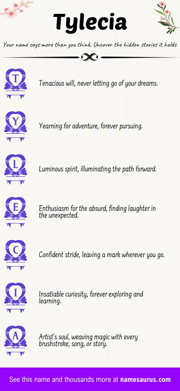 Acrostic poem about Tylecia.