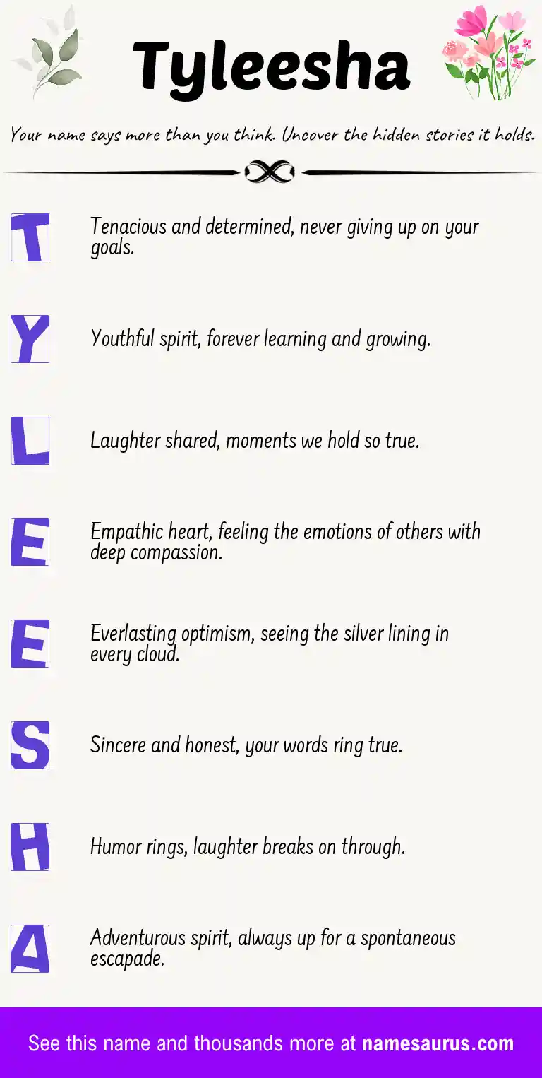 Acrostic poem about Tyleesha.