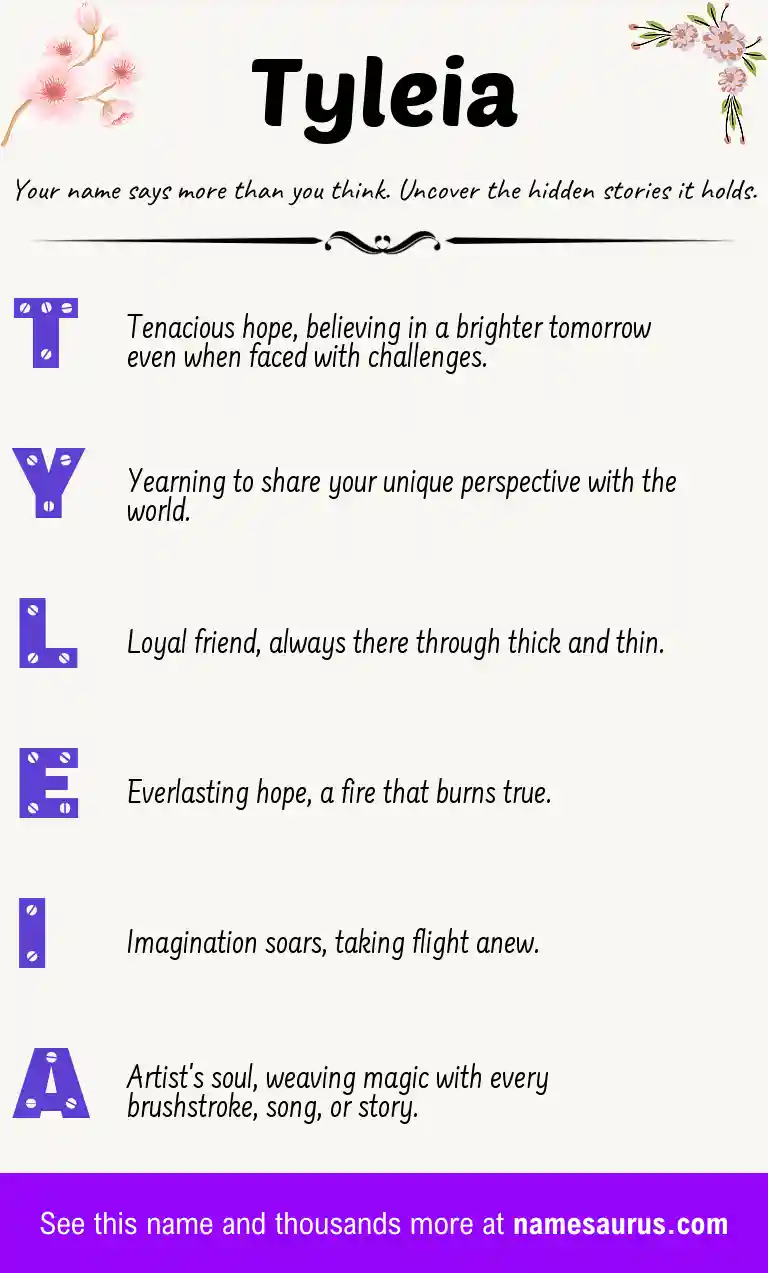 Acrostic poem about Tyleia.