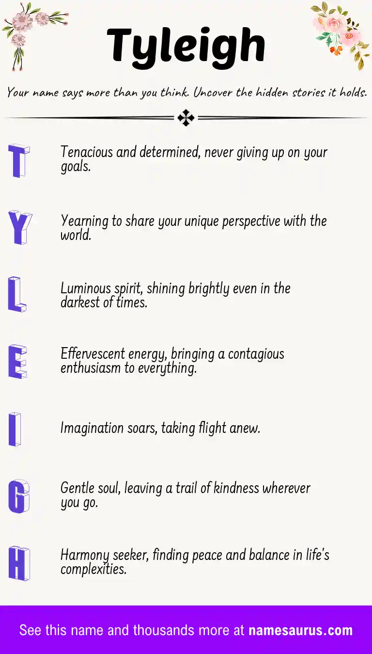 Acrostic poem about Tyleigh.