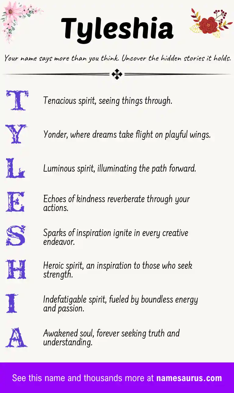 Acrostic poem about Tyleshia.