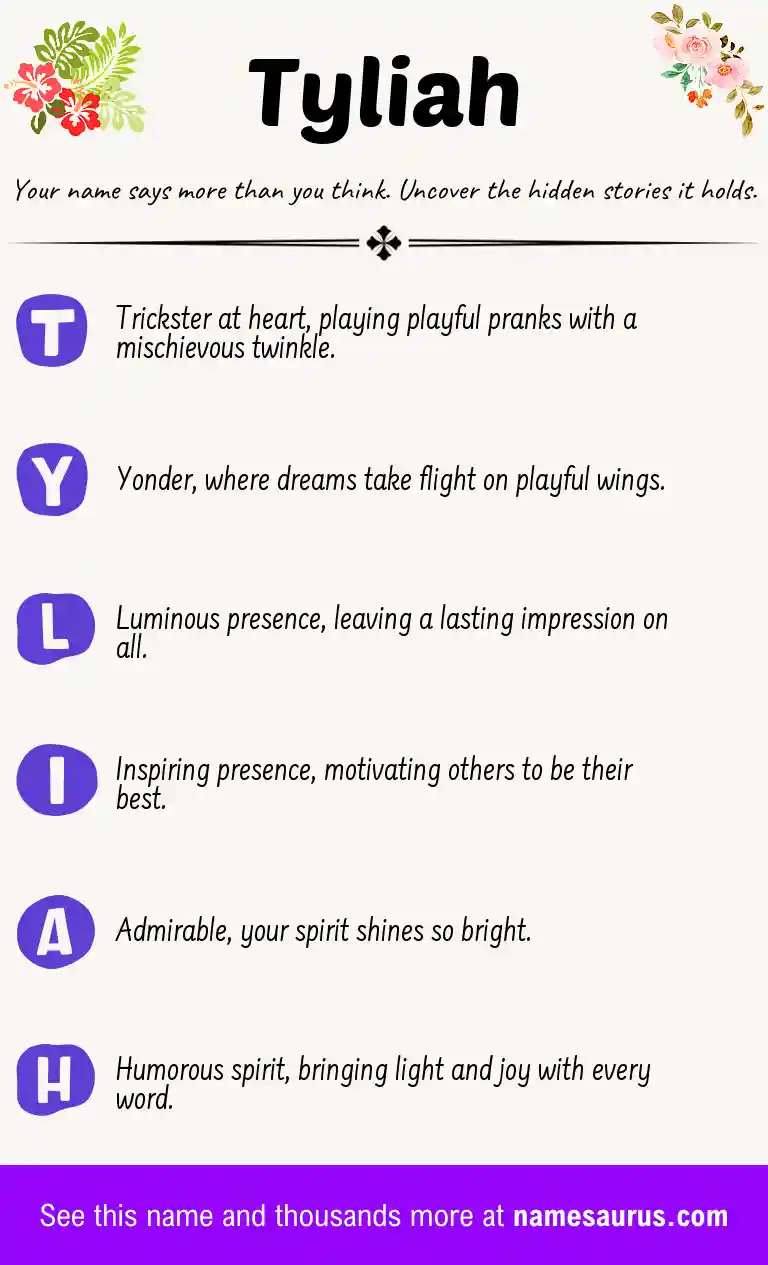 Acrostic poem about Tyliah.