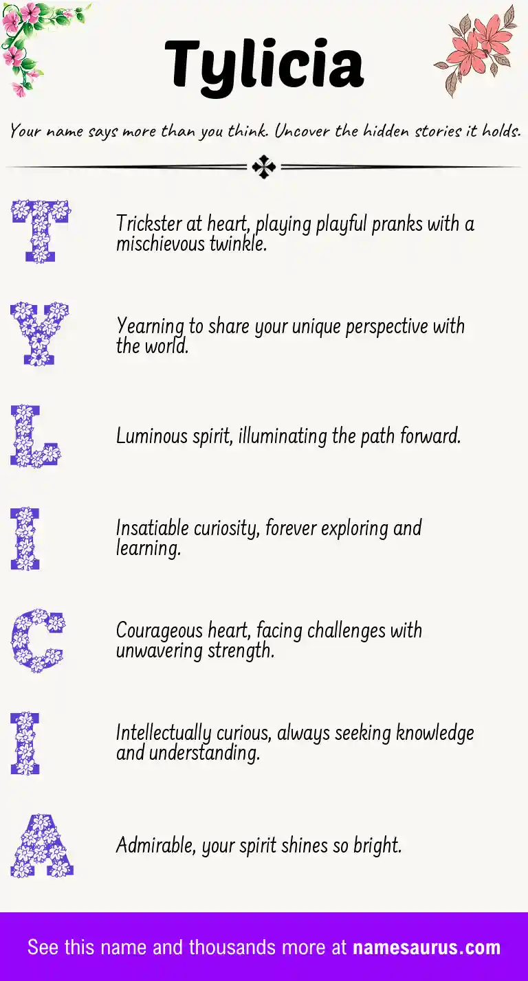 Acrostic poem about Tylicia.