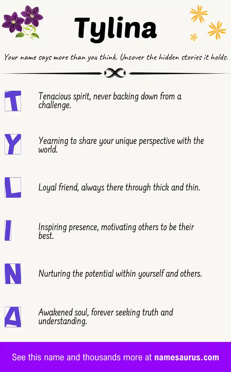 Acrostic poem about Tylina.
